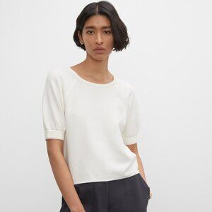 -Club Monaco White Cable Knit Short Sleeve Breathable Sweater Spring Summer XS